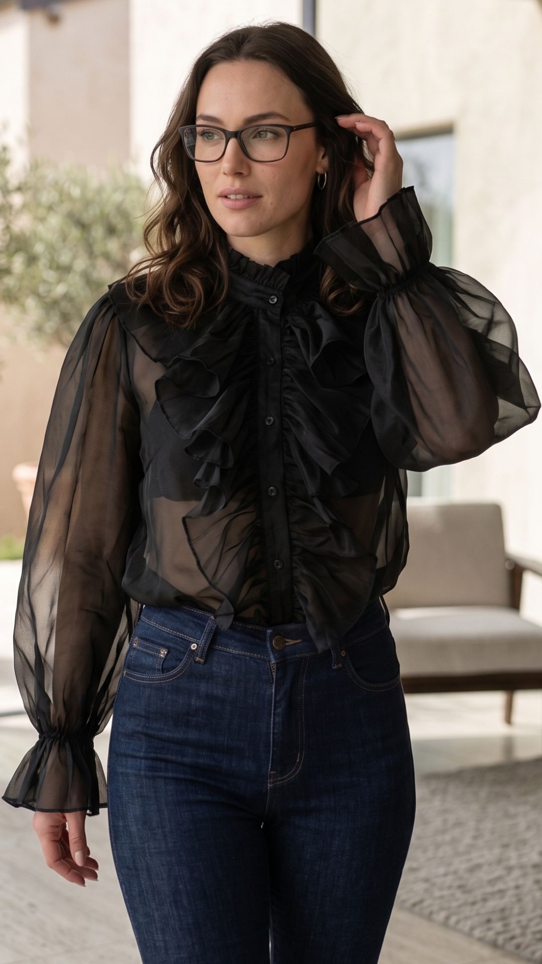 Camicia Nera Romantica "Aura Nera" - immagine 1