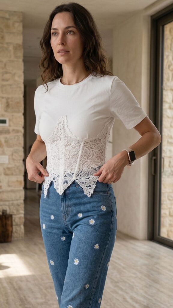 T-Shirt Corsetto in Pizzo "Aria"